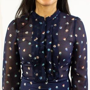 Zara - Blue Floral Sheer Dress